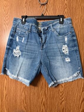 True Craft Distressed Denim Cutoff Shorts - Blue
